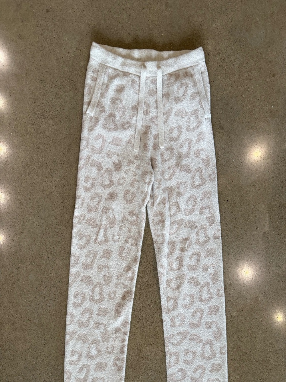 Barefoot Dreams Cream and Beige Leopard-Print Joggers